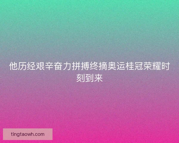 他历经艰辛奋力拼搏终摘奥运桂冠荣耀时刻到来 他历经艰辛奋力拼搏终摘奥运桂冠荣耀时刻到来