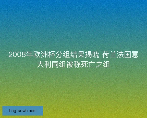 2008年欧洲杯分组结果揭晓 荷兰法国意大利同组被称死亡之组