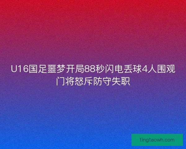 U16国足噩梦开局88秒闪电丢球4人围观门将怒斥防守失职