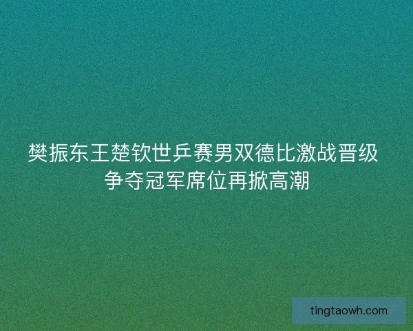 樊振东王楚钦世乒赛男双德比激战晋级 争夺冠军席位再掀高潮