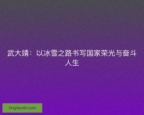 武大靖：以冰雪之路书写国家荣光与奋斗人生